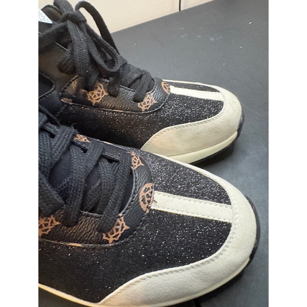 GUESS Lirah Black Glitter Logo Platform Sneakers Womens 10M GWLIRAH Trainer - Picture 2 of 7